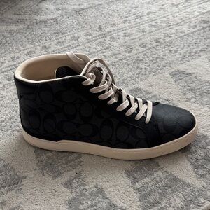 Coach Black and Cream High-Top Sneakers